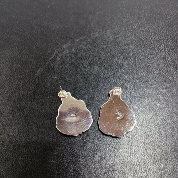 Native America Navajo Sterling Silver Turquoise Leaf Post Earring's By D. Morgan - Picture 5 of 7